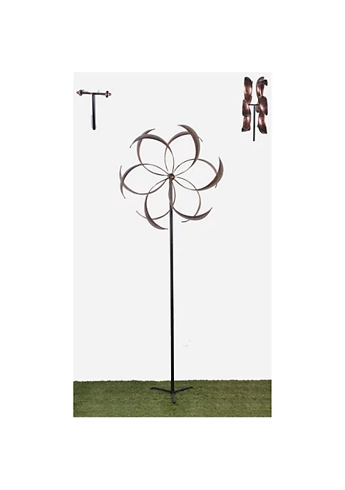 Hi-Line Gifts 75.2" Brown Bistratal Flower Modern Wind Spinner 3 Hi-Line Gifts 75.2" Brown Bistratal Flower Modern Wind Spinner - Image 2