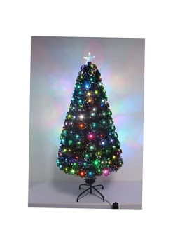 Hi-Line Gifts 72" Red and Green Fiber Optic Artificial Christmas Tree with Star Tree Topper - Multicolor LED Lights