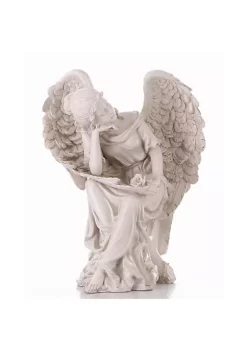 Hi-Line Gifts 26" White and Gray Sleeping Angel Outdoor Garden Statue