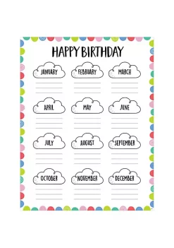 Creative Teaching Press CTP10441 17 x 22 in. Rainbow Doodles Happy Birthday Chart, Multi Color - Grade K