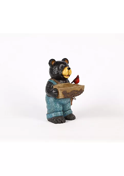 Hi-Line Gifts 16" Bear Holds Birdbath with Cardinal Outdoor Garden Figurine 3 Hi-Line Gifts 16" Bear Holds Birdbath with Cardinal Outdoor Garden Figurine