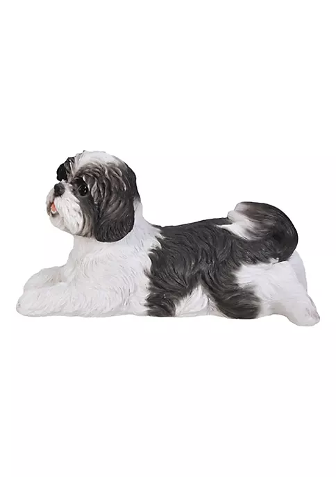 Hi-Line Gifts 14.5" Black and White Lying Shih tzu Outdoor Figurine 4 Hi-Line Gifts 14.5" Black and White Lying Shih tzu Outdoor Figurine - Image 2