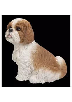 Hi-Line Gifts 11" Brown and White Sitting Shih Tzu Puppy Outdoor Garden Statue -Creative Sales Shop Belk 151
