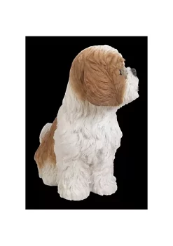 Hi-Line Gifts 11" Brown and White Sitting Shih Tzu Puppy Outdoor Garden Statue -Creative Sales Shop Belk 152