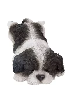 Hi-Line Gifts 8.5" Black and White Shih Tzu Puppy Sleeping Figurine