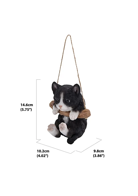 Hi-Line Gifts 5.5" Black and White Hanging Kitten Outdoor Patio Figurine 5 Hi-Line Gifts 5.5" Black and White Hanging Kitten Outdoor Patio Figurine - Image 3
