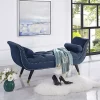 Hi-Line Gifts 3 Piece Navy Blue Velvet Diamond Tufted Nail Head Trim Bench With Gold Capped Legs 4.25'