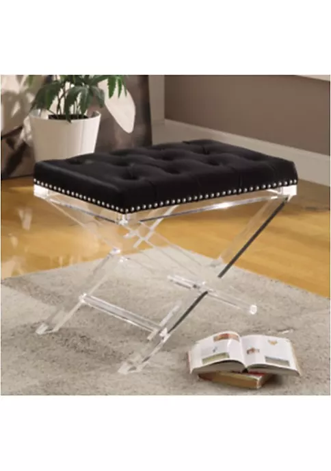 Hi-Line Gifts 24" Black and Clear Contemporary Rectangular Button Tufted Chair 4 Hi-Line Gifts 24" Black and Clear Contemporary Rectangular Button Tufted Chair - Image 2