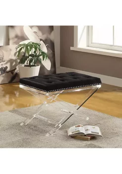 Hi-Line Gifts 24" Black and Clear Contemporary Rectangular Button Tufted Chair 9 Hi-Line Gifts 24" Black and Clear Contemporary Rectangular Button Tufted Chair -Creative Sales Shop Belk 201