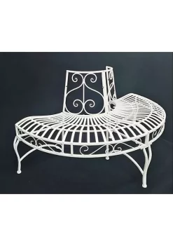 Hi-Line Gifts 4' Solid White Home Furniture Collections Semi-Circle Tree-Wrap Bench -Creative Sales Shop Belk 209