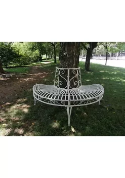 Hi-Line Gifts 4' Solid White Home Furniture Collections Semi-Circle Tree-Wrap Bench -Creative Sales Shop Belk 210