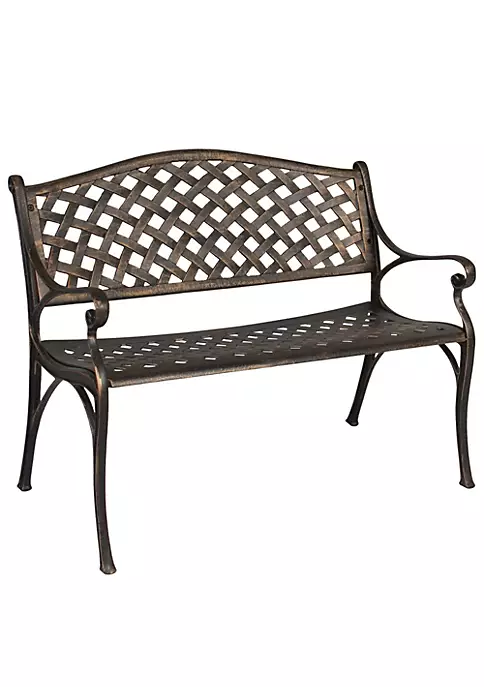 Hi-Line Gifts 40" Black Contemporary Diamond Rectangular Garden Bench 4 Hi-Line Gifts 40" Black Contemporary Diamond Rectangular Garden Bench - Image 2