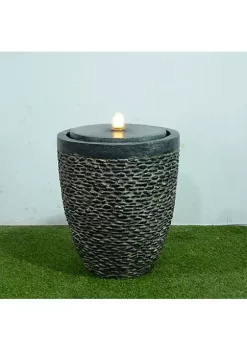 Hi-Line Gifts 16.5" Vibrant Unique Large Stone Fountain with LED Flame Effect