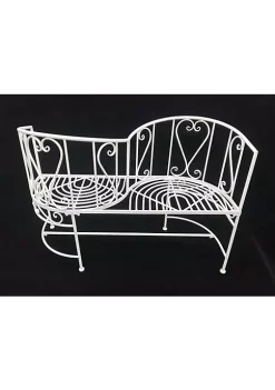 Hi-Line Gifts 3.25' Solid White Home Furniture Collections Vis-A-Vis Chair Bench