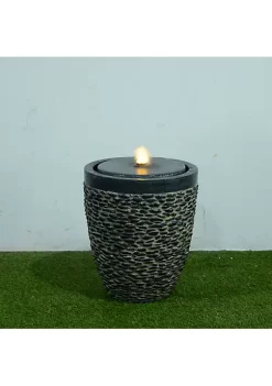 Hi-Line Gifts 16" Vibrant Unique Medium Stone Fountain with LED Flame Effect