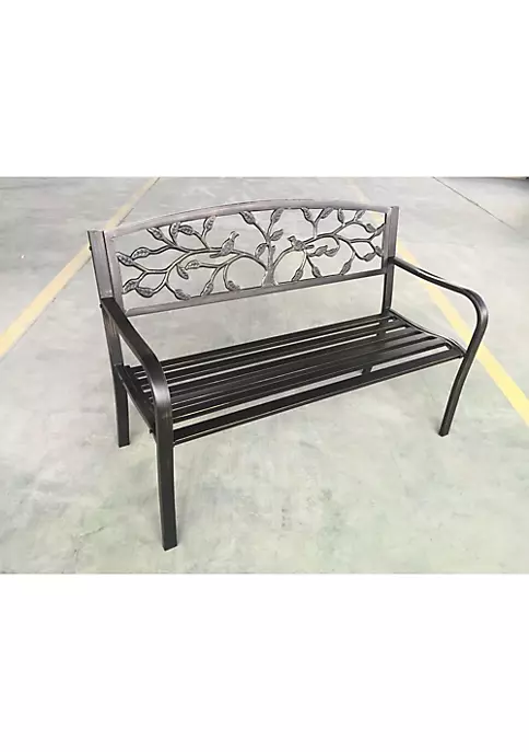 Hi-Line Gifts 50" Black Contemporary Tree Rectangular Garden Bench 3 Hi-Line Gifts 50" Black Contemporary Tree Rectangular Garden Bench