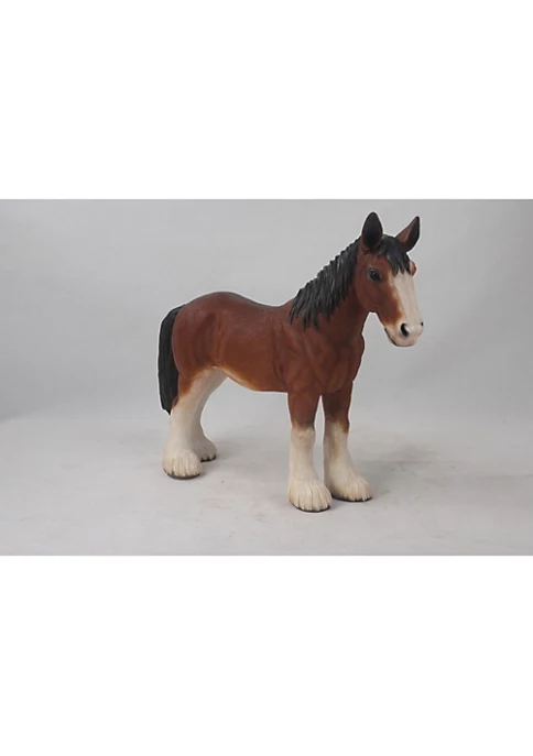 Hi-Line Gifts 22.25" Brown and White Small Draft Horse Figurine Statue 3 Hi-Line Gifts 22.25" Brown and White Small Draft Horse Figurine Statue