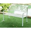 Hi-Line Gifts 50" White Contemporary Scroll Backrest Rectangular Garden Bench 2 Hi-Line Gifts 50" White Contemporary Scroll Backrest Rectangular Garden Bench -Creative Sales Shop Belk 251