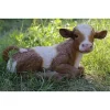 Hi-Line Gifts 21" Brown and White Calf Laying Down Outdoor Garden Statue -Creative Sales Shop Belk 264