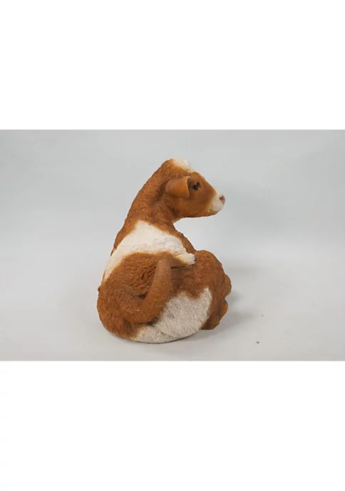 Hi-Line Gifts 21" Brown and White Calf Laying Down Outdoor Garden Statue 4 Hi-Line Gifts 21" Brown and White Calf Laying Down Outdoor Garden Statue - Image 2