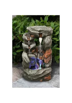 Hi-Line Gifts 13.5" Decorative Stone Waterfall Fountain with 4 Red Green and Blue LED -Creative Sales Shop Belk 281
