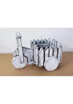 Hi-Line Gifts 15.25" White and Gray Contemporary Outdoor Cart Planter