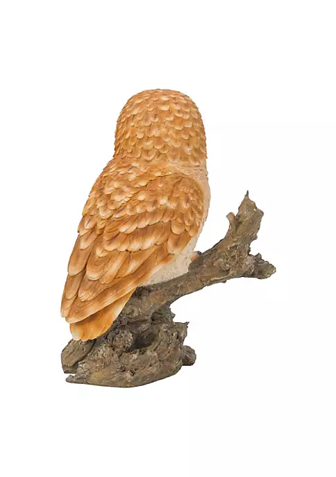 Hi-Line Gifts 12.50" Tan Brown and Black Owl on Stump Outdoor Garden Statue 6 Hi-Line Gifts 12.50" Tan Brown and Black Owl on Stump Outdoor Garden Statue - Image 4