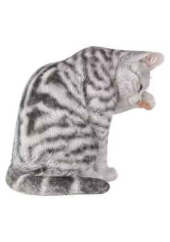 Hi-Line Gifts 10.25" Gray and White Tabby Cat Outdoor Figurine Statue -Creative Sales Shop Belk 321