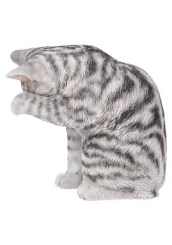 Hi-Line Gifts 10.25" Gray and White Tabby Cat Outdoor Figurine Statue -Creative Sales Shop Belk 322
