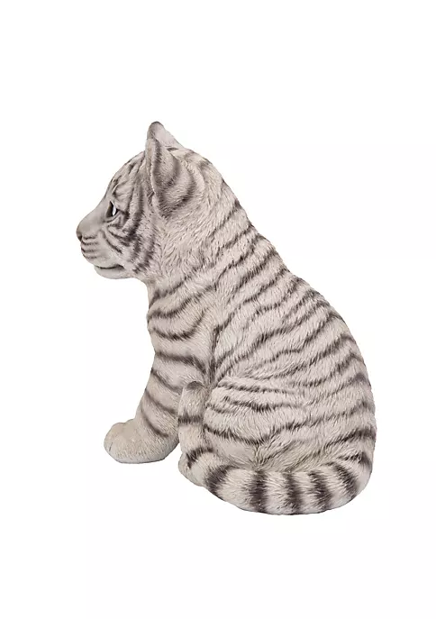 Hi-Line Gifts 9.5" Black and White Sitting Tiger Cub Statue Decoration 5 Hi-Line Gifts 9.5" Black and White Sitting Tiger Cub Statue Decoration - Image 3