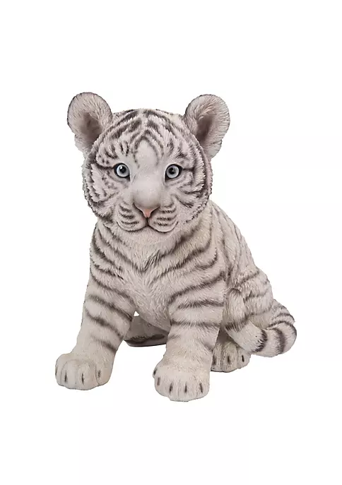 Hi-Line Gifts 9.5" Black and White Sitting Tiger Cub Statue Decoration 7 Hi-Line Gifts 9.5" Black and White Sitting Tiger Cub Statue Decoration - Image 5
