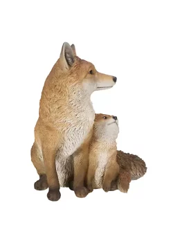 Hi-Line Gifts 16" Brown and White Mother and Baby Fox Sitting Statue Decoration -Creative Sales Shop Belk 33