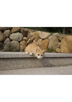 Hi-Line Gifts 11.25" Orange and White Tabby Cat Looking Over Ledge Figurine