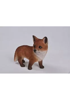 Hi-Line Gifts 11" Brown and White Fox Pup Standing Outdoor Garden Statue
