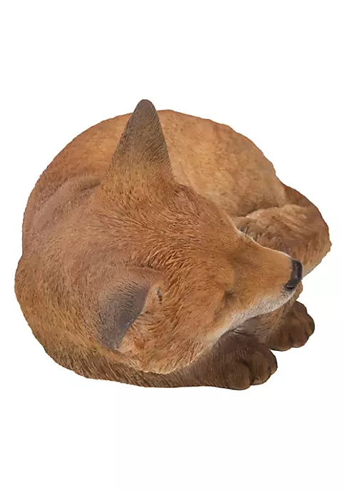 Hi-Line Gifts 10" Brown and White Fox Pup Sleeping Outdoor Garden Statue 4 Hi-Line Gifts 10" Brown and White Fox Pup Sleeping Outdoor Garden Statue - Image 2