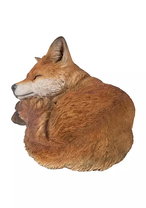 Hi-Line Gifts 10" Brown and White Fox Pup Sleeping Outdoor Garden Statue 5 Hi-Line Gifts 10" Brown and White Fox Pup Sleeping Outdoor Garden Statue - Image 3