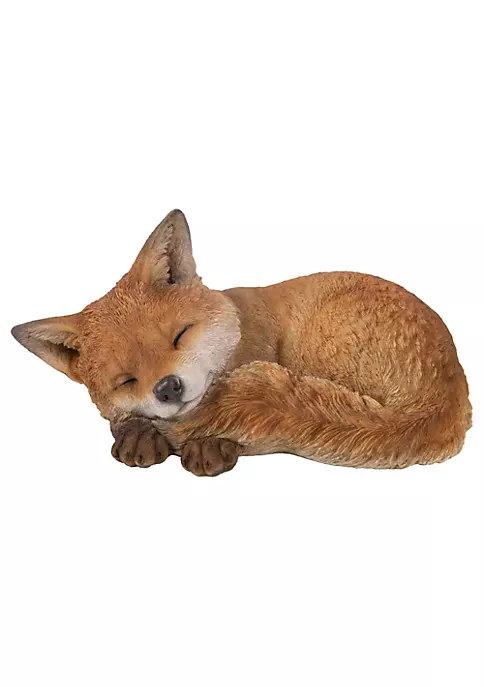Hi-Line Gifts 10" Brown and White Fox Pup Sleeping Outdoor Garden Statue 7 Hi-Line Gifts 10" Brown and White Fox Pup Sleeping Outdoor Garden Statue - Image 5