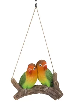 Hi-Line Gifts 6.5" Vibrant Unique Hanging Lovebird Parrots on a Branch Decor
