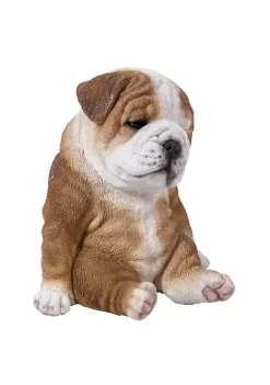 Hi-Line Gifts 7" Brown and White Sitting Sleepy Bulldog Puppy Figurine