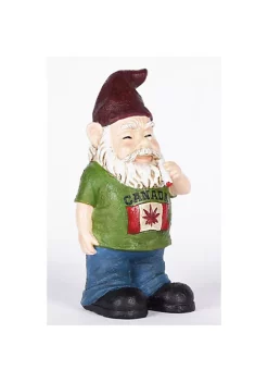Hi-Line Gifts 9.75" Green and Blue Canadian Gnome Smoking Figurine
