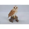 Hi-Line Gifts 7.25" Brown and White Barn Owl on Stump Outdoor Garden Statue