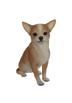 Hi-Line Gifts 9.5" Brown and Ivory Sitting Chihuahua Outdoor Figurine