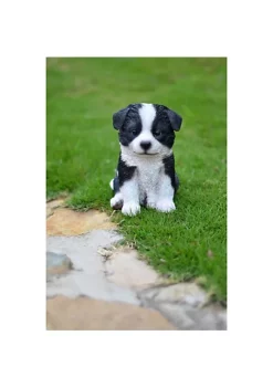Hi-Line Gifts 6.75" White and Black Border Collie Puppy Figurine