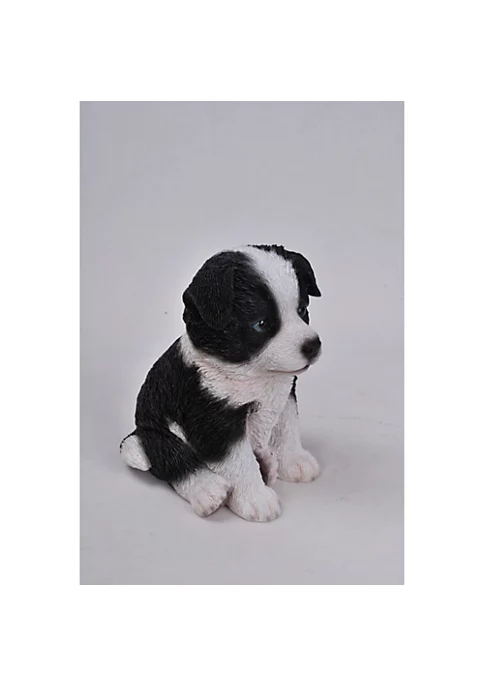 Hi-Line Gifts 6.75" White and Black Border Collie Puppy Figurine 4 Hi-Line Gifts 6.75" White and Black Border Collie Puppy Figurine - Image 2