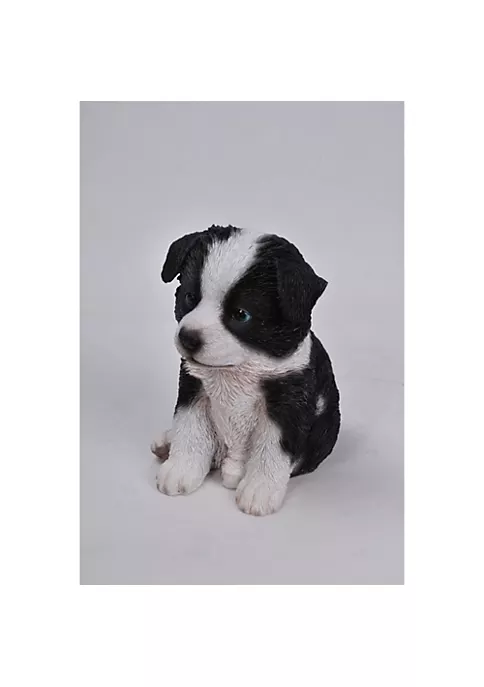 Hi-Line Gifts 6.75" White and Black Border Collie Puppy Figurine 6 Hi-Line Gifts 6.75" White and Black Border Collie Puppy Figurine - Image 4