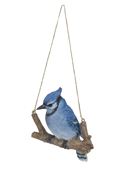Hi-Line Gifts 5.75" Blue Unique Hanging Blue Jay on a Branch Decor 4 Hi-Line Gifts 5.75" Blue Unique Hanging Blue Jay on a Branch Decor - Image 2