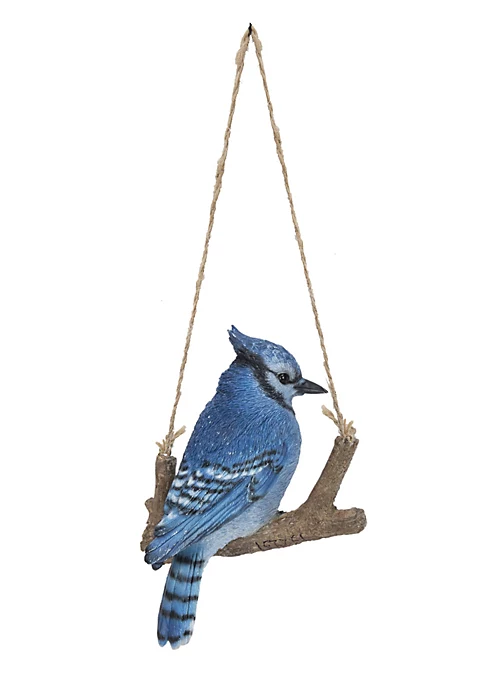 Hi-Line Gifts 5.75" Blue Unique Hanging Blue Jay on a Branch Decor 6 Hi-Line Gifts 5.75" Blue Unique Hanging Blue Jay on a Branch Decor - Image 4