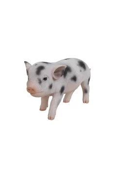 Hi-Line Gifts 9" Pink and Black Baby Pig Outdoor Garden Figurine