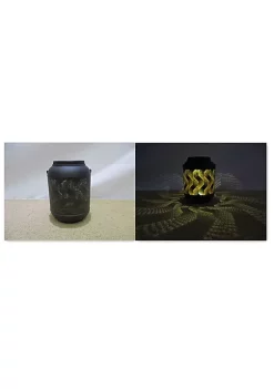 Hi-Line Gifts 5.75" Black and Yellow Decorative Solar Wave Lantern -Creative Sales Shop Belk 435