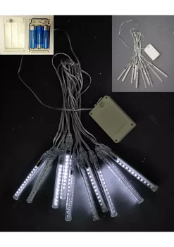 Hi-Line Gifts Set of 10 Clear and Black Meteor Mini Tube Light with LED 12"